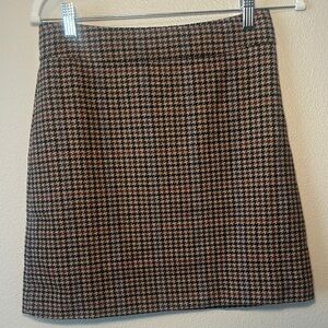 J. Crew Brown and Cream A-Line Mini Skirt
